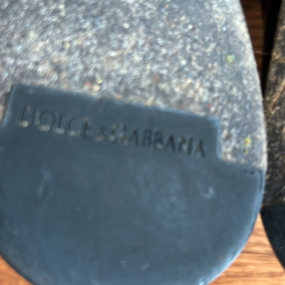 Dolce & Gabbana Black Leather Slip-On Loafers with Gold Chain Detail - Picture 8 of 9